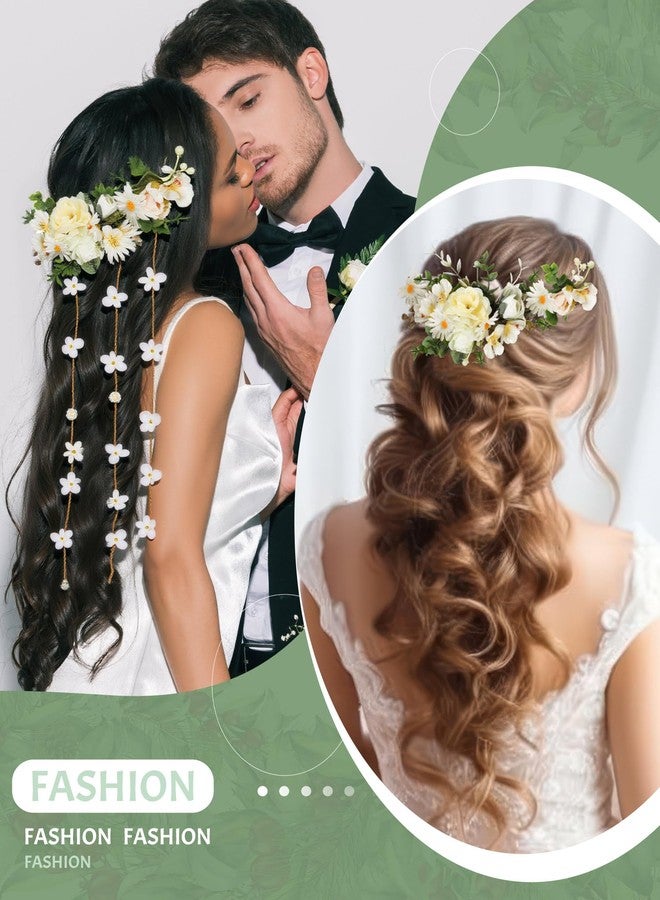 Suncalla 6 Pcs Flower Crown Headband Fairy Bridal Headband for Wedding Boho Hair Vine Bulk Hair Wreath Accessory for Women Girls Brides Bridesmaids - Image 4